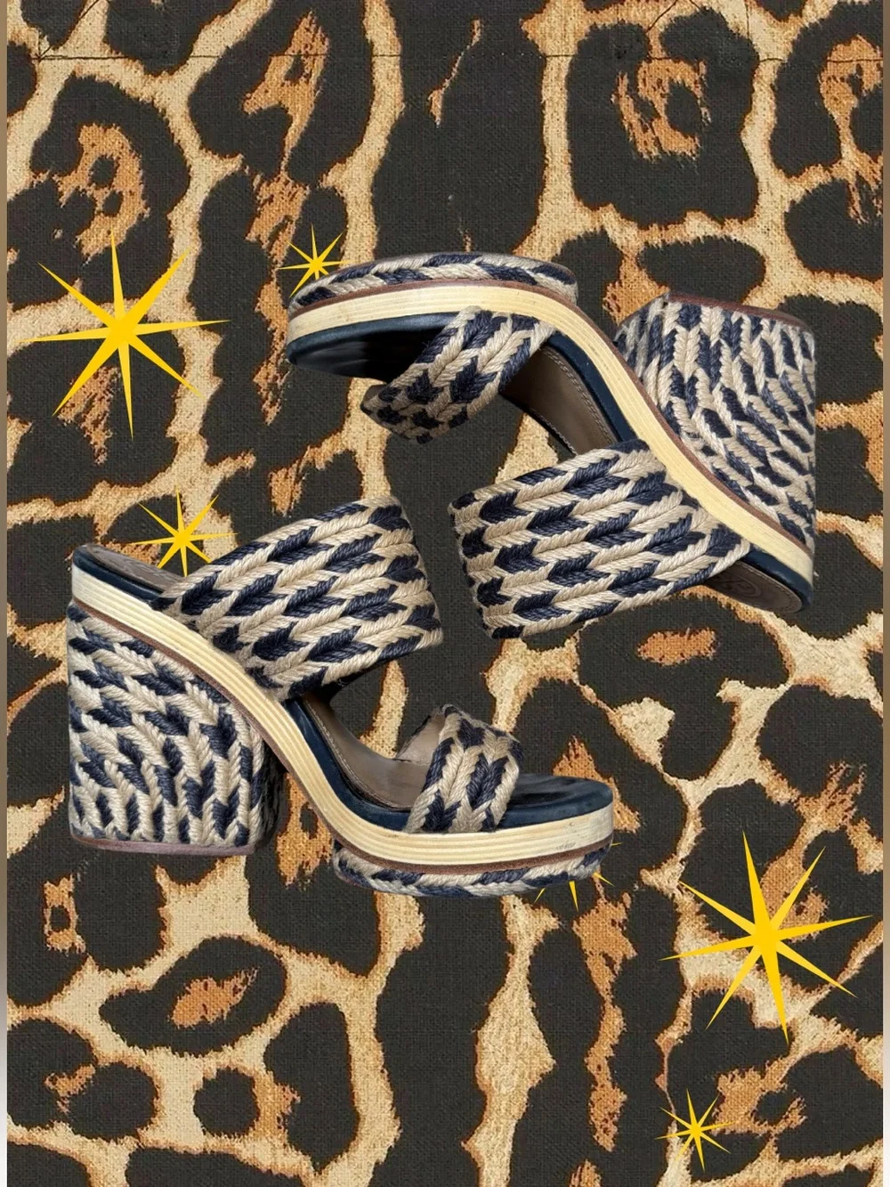 TORY BURCH | Lola Two-Tone Braided Platform Heels | Fair Cond. | Women’s Size 8
